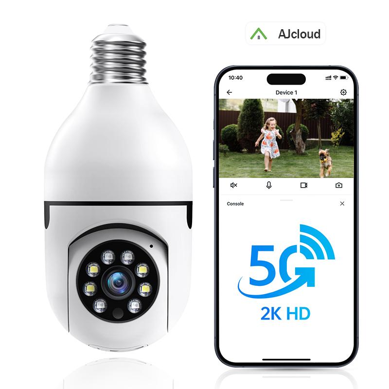 WESECUU Bulb Indoor Security Camera,tv camera 2K HD- 5G 2.4GHz,2-Way Audio,Human Detection,Night Vision,355°Pan Tilt,Real-Time Alerts Alexa Compatible