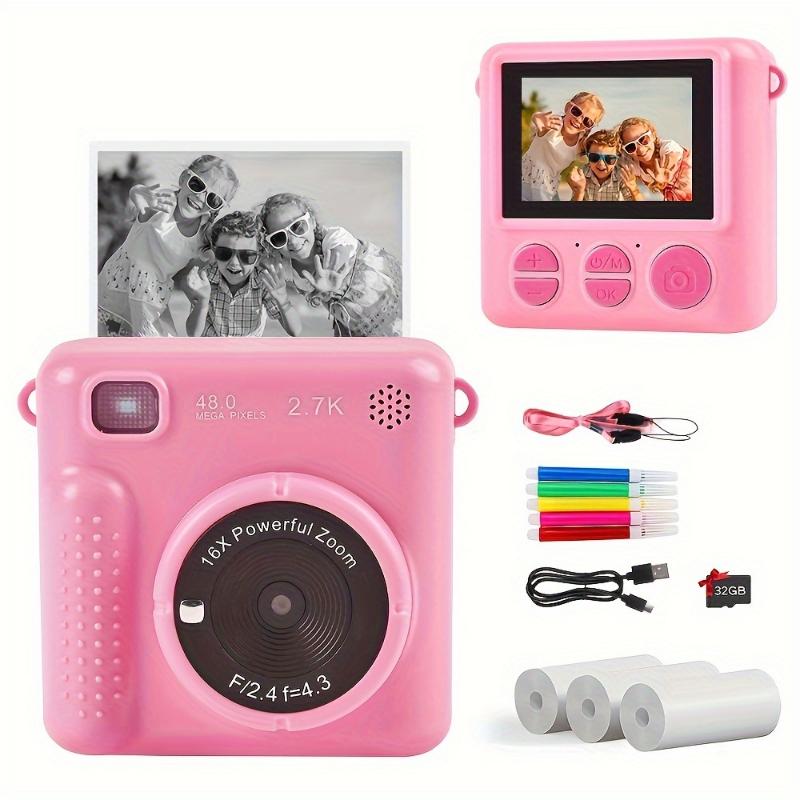 Kids Camera Instant Camera, 1080P 2.4 Inch Screen Instant Camera Kids With Print Paper & 32GB Card, Digital Camera Kids Gift For Kids3-12 Years