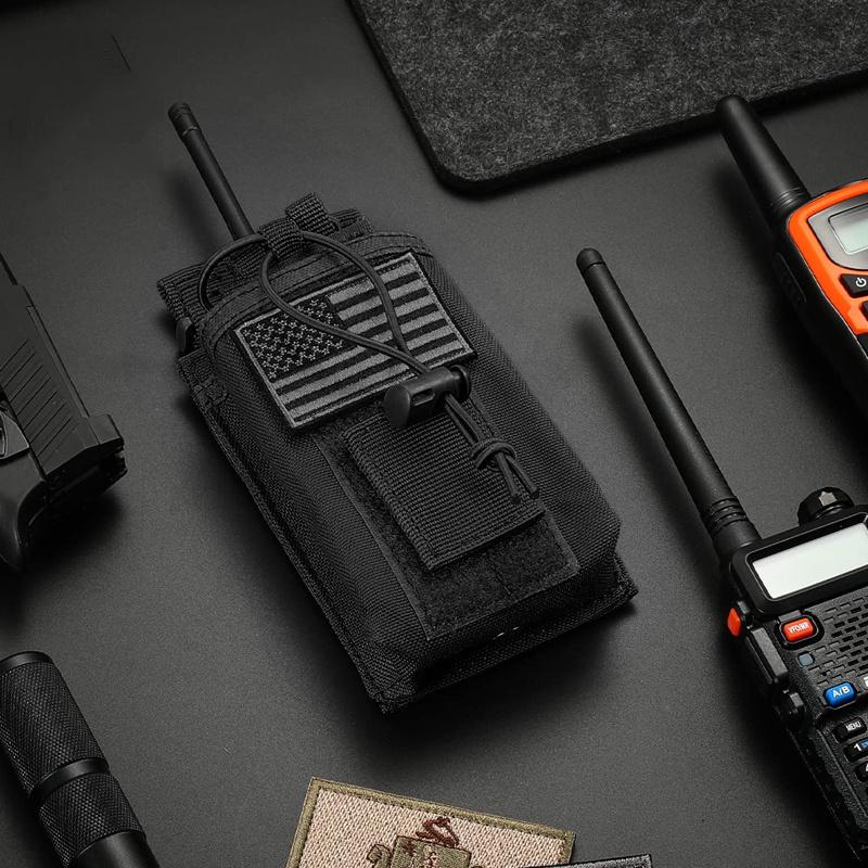 Molle Radio Holster Holder Case Heavy Duty Pouch Bag for Two Ways Walkie Talkies Adjustable Storage with 1 Pack Patch