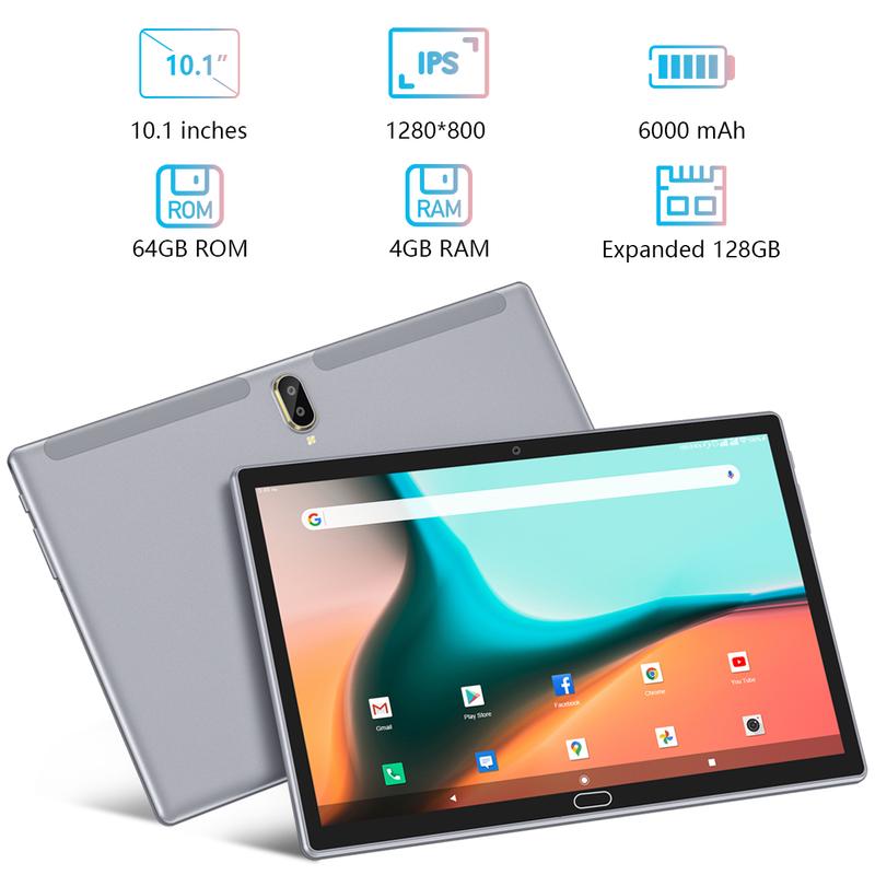 Tablet 10 inch Android Tablet 2024 Latest Update 4G Phone Tablet 64GB + 4GB Storage Octa-Core Processor, 13MP Camera, Dual SIM Card Slot, 128GB Expand Support, GPS, WiFi, Bluetooth, 1080P HD Smartphone Cellphone