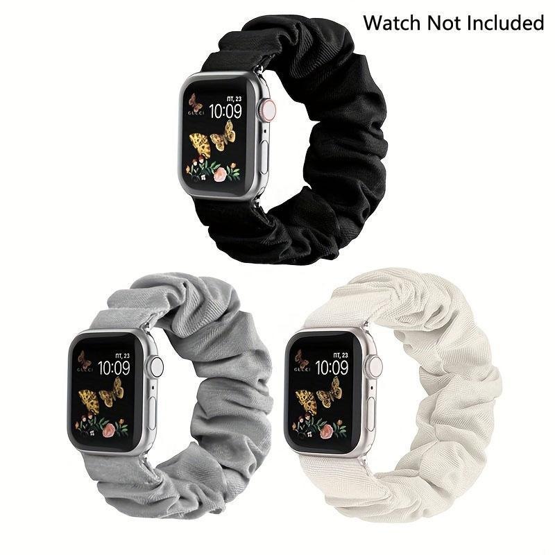 Elastic Solid Color Watch Band, 3 Counts Soft Braided Band, Replacement Watch Band, Multipurpose Elastic Hair Band Sports Watch Band for Apple Watch Series