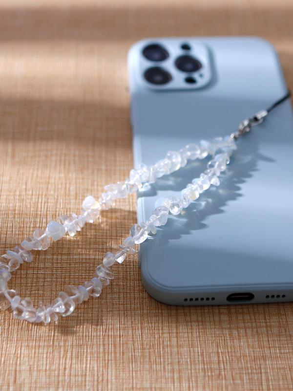 Artificial Crystal & Beaded Decor Phone Chain, Minimalist Style Phone Lanyard for Phone Decoration, Fashionable Phone Charm for Women & Girls