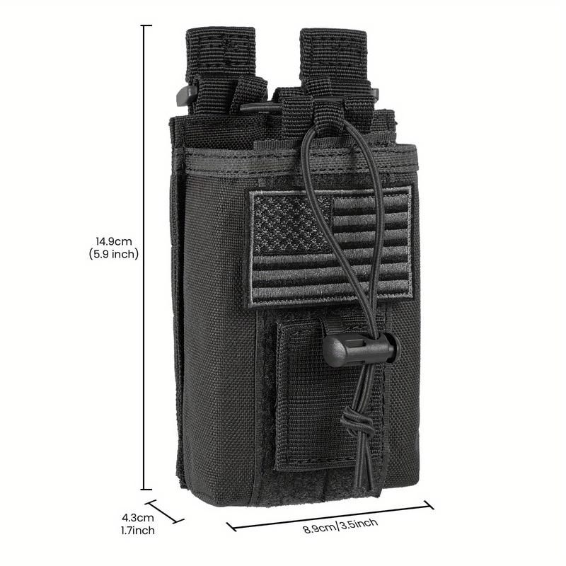 Molle Radio Holster Holder Case Heavy Duty Pouch Bag for Two Ways Walkie Talkies Adjustable Storage with 1 Pack Patch