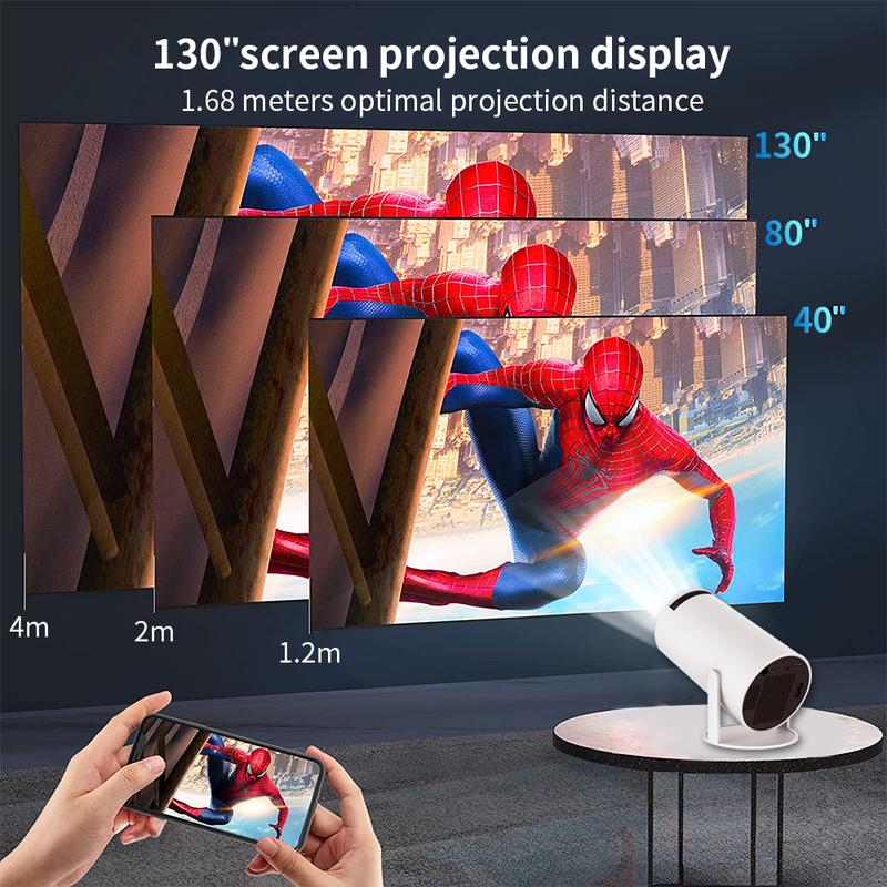 4K Mini Projector with Android TV 11.0, Support 1080P Smart Portable Projector with 5G WiFi and Bluetooth, 10000 Lumen，Auto Keystone Correction, Premium 360 Sound, 40