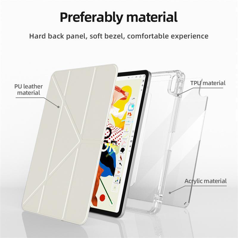 Clear Tablet Case with Pen Slot, Lightweight Foldable Tablet Protective Cover, Tablet Accessories Compatible with iPad Pro Air 10th Mini Series