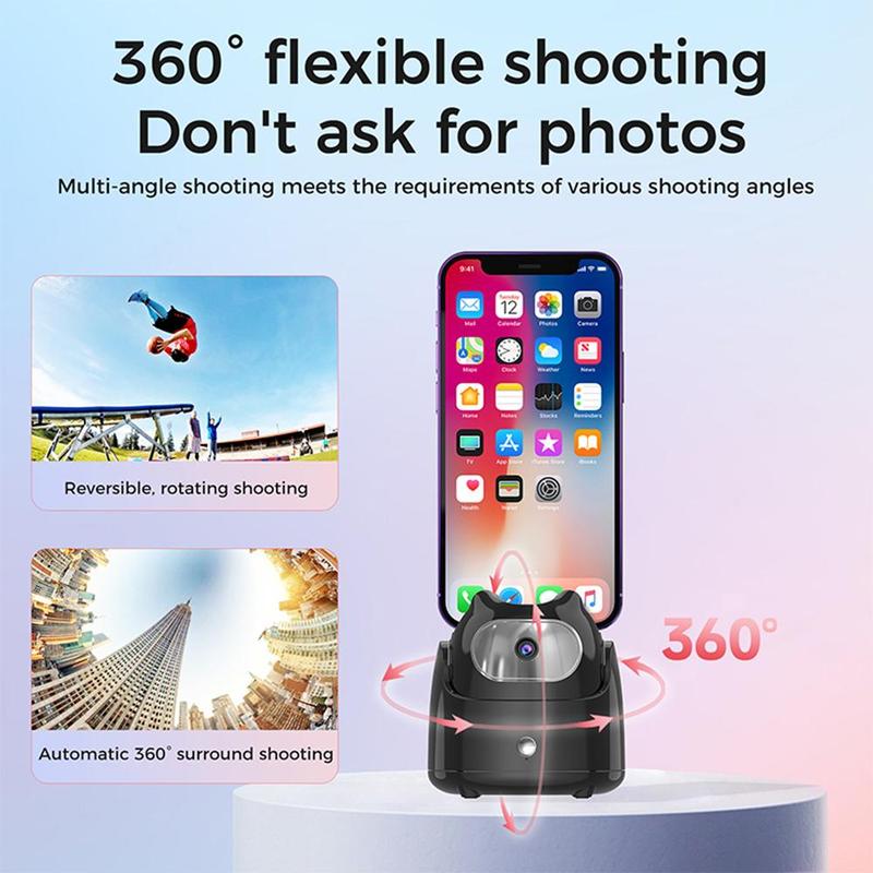 360 Degree Auto Tracking Phone Holder, Portable Smart Selfie Stick Gimbal, Auto Face Tracking Tripod, Phone Video Vlog Live Streaming Tool, Stocking Fillers Gift