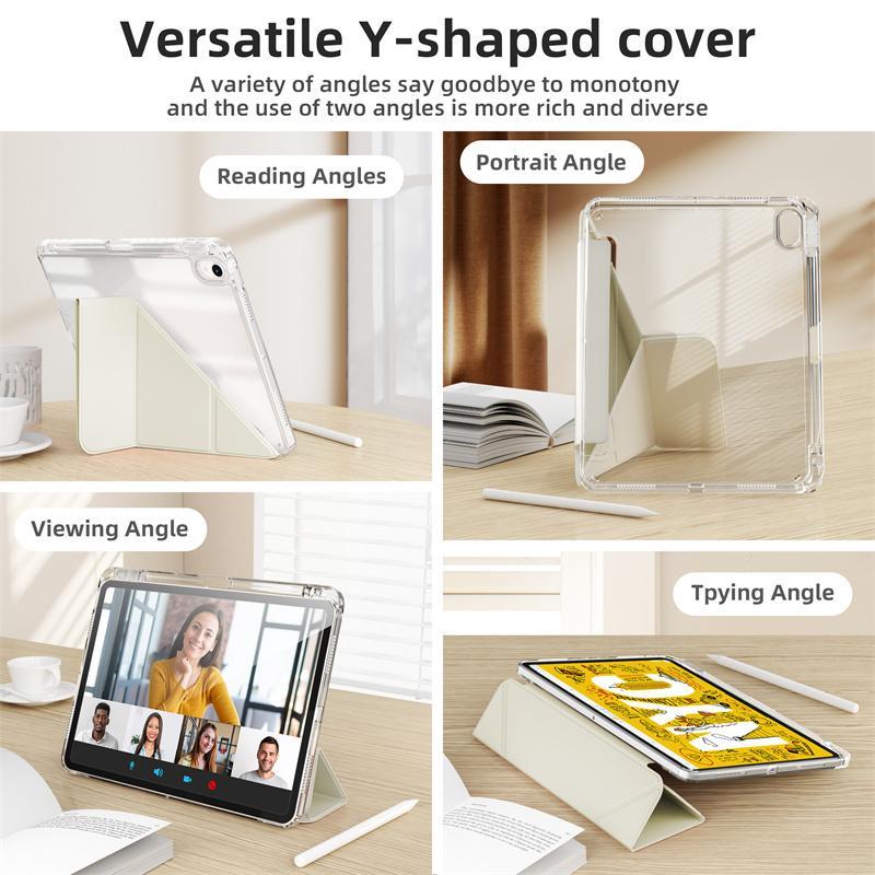 Clear Tablet Case with Pen Slot, Lightweight Foldable Tablet Protective Cover, Tablet Accessories Compatible with iPad Pro Air 10th Mini Series