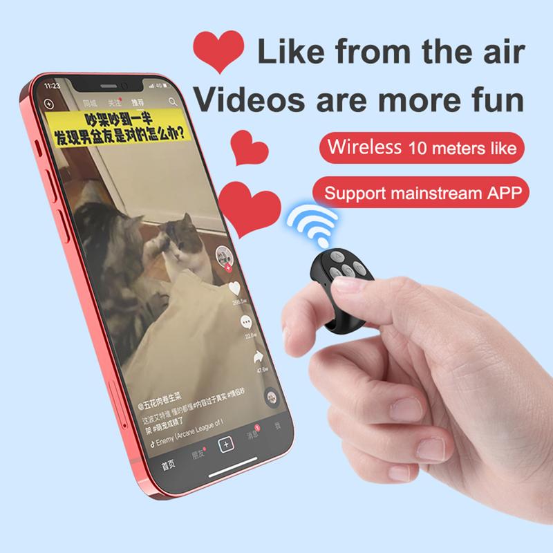 Bluetooth Remote Control with Phone holder,Bluetooth Phone Remote for Camera Selfie, Video Record, Music Control, Smart Ring for iPhone, iPad, Android, Pink Smartphone tiktok remote Cellphone Bluetooth Remote Christmas Gift Wireless Remote