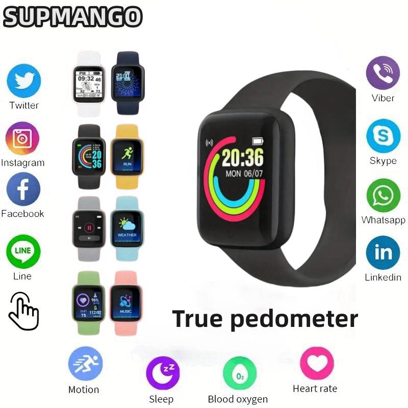 Y68S Real Step Count Rechargeable Smart Watch Men And Women Touchscreen Sports Fitness Watch Phone Connection Tempered Wearable