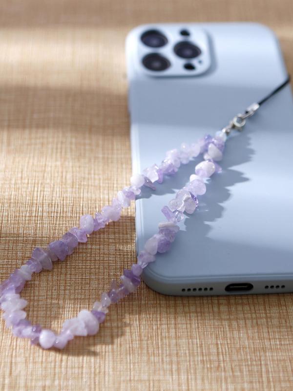 Artificial Crystal & Beaded Decor Phone Chain, Minimalist Style Phone Lanyard for Phone Decoration, Fashionable Phone Charm for Women & Girls