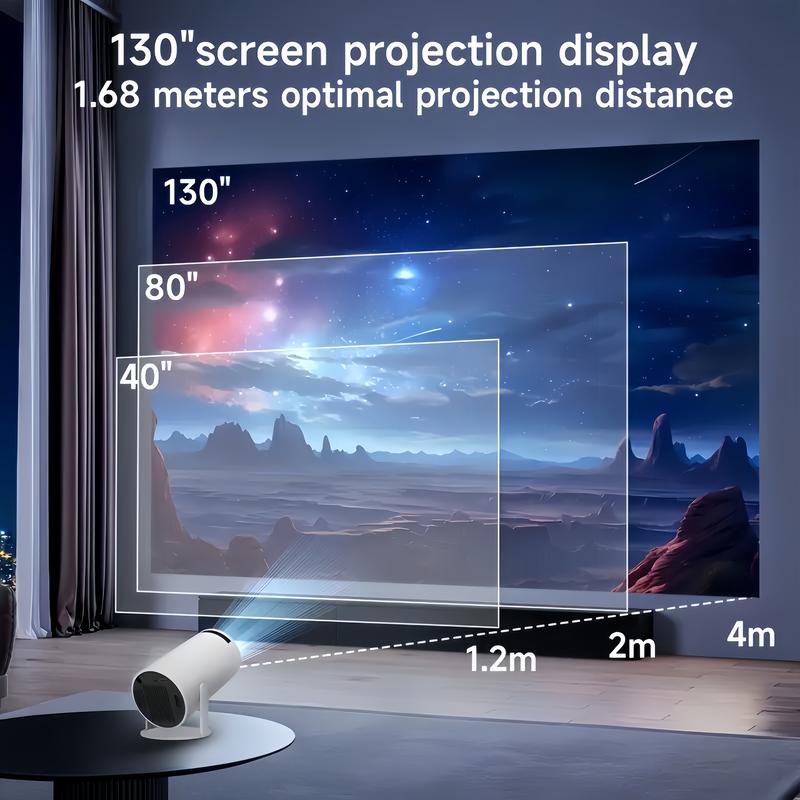 Remote Portable Audio Projector, 4K HD Projector 180° Rotatable WIFI6 Bluetooth 5.0, Multifunctional Projector for Home Theater, Outdoor, Presentations, Home & Outdoor Use Campatible,Christmas and New Year Gifts Android Connection