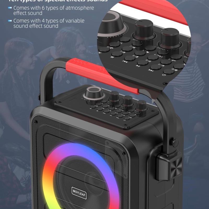 Karaoke Machine for Adults & Kids, Bluetooth Karaoke Speaker with Two Wireless Karaoke Microphones, PA System Speaker Supports TF Card USB, AUX in, REC, Bass & Treble for Party Meeting Adults Kids Audio Colorful