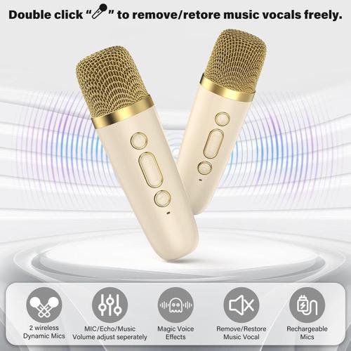 [BLACK FRIDAY] 2 Wireless Microphones with Mini Karaoke Machine for Kids Adults,Portable Bluetooth Speaker, 2 Wireless Microphones with Fun Voice Changing Function-Toys for 5 6 7 8 9 10 Year Old Girl Boys Birthday Gifts Ideas