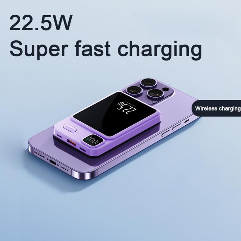 Wireless Power Bank, 10000mAh Portable Magnetic Mini Fast Charging Bank, LED Digital Display Mobile Power for Outdoor Travel & Emergency Backup