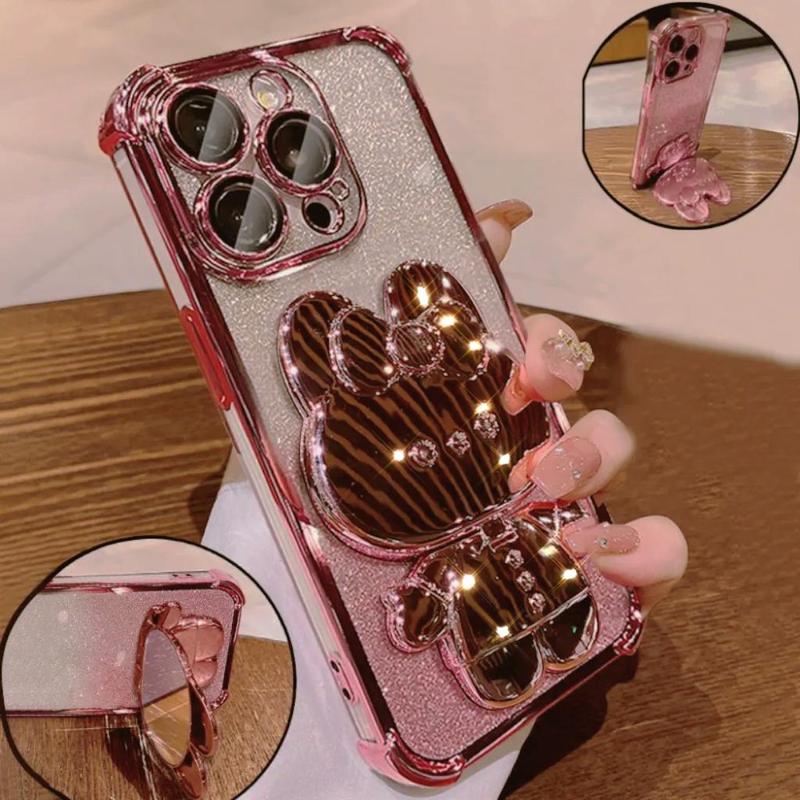 Phone Case with Hidden Makeup Mirror, Anti-fall Phone Protective Case, Shockproof Phone Cover Compatible with iPhone 15 Pro Max 14 13 12 11 Pro Max, Cute Cases for Phones, Birthday Gifts