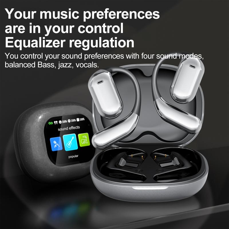 True Wireless Open Ear Earbuds Bluetooth 5.4 IPX5 Waterproof 48Hours Play time OWS Headphones Immersive Premium Sound Long Distance Connection Headset with Charging Case Light-Weight Headphones Built-in Microphone Earbuds