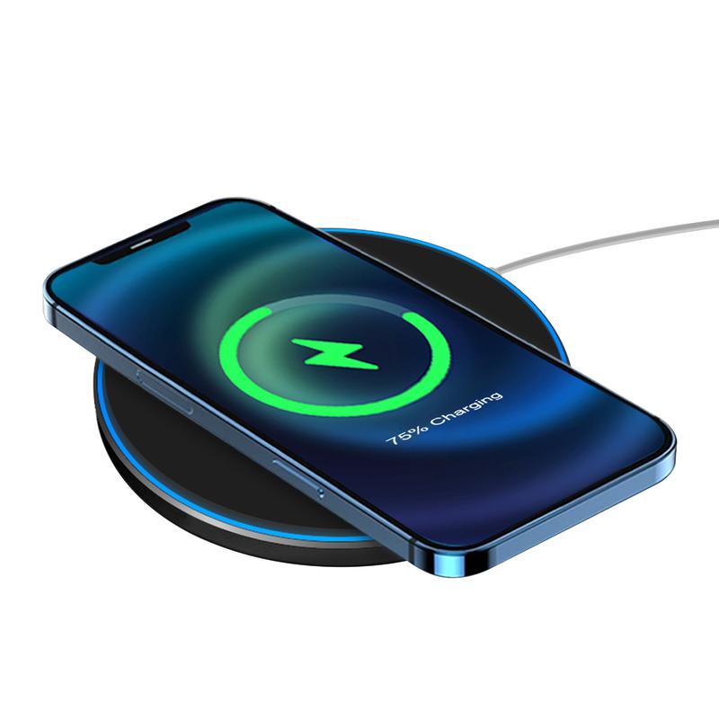 15W Wireless Charger with QI charging Magnetic Experience Cordless Charger for iPhone 15 14 13 12 11 X 10 9 8 X SAMSUNG AirPods Portable Smartphone