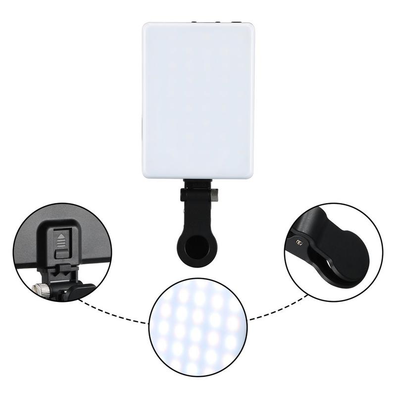 Mobile Phone LED Light  Video Conferencing Light 10 Levels Brightness 3 Light Modes Lightweight Selfie Clip