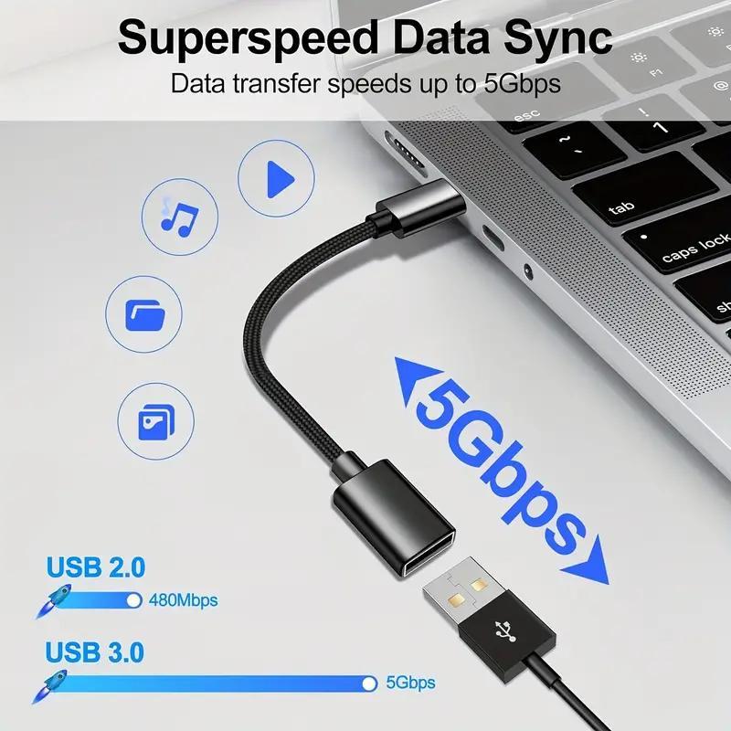 USB-C to USB-A & USB-A to USB-C OTG Cable Adapter, 400-500 MB S Speed Data Transfer, Fast Charging & Reversible Adapter for iPhone, Samsung, iPad, Laptop