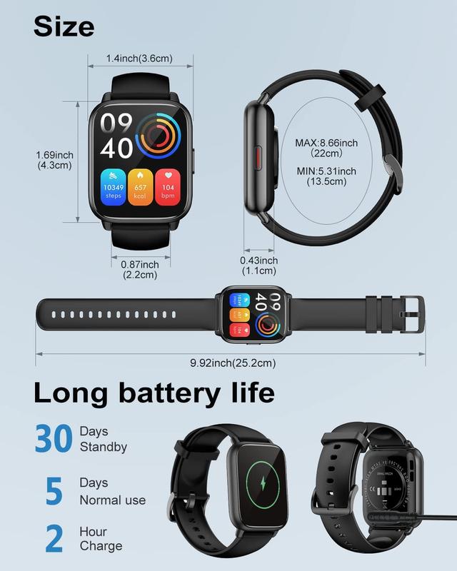 Smart Watches for Women Men (Answer Make Calls), 1.8