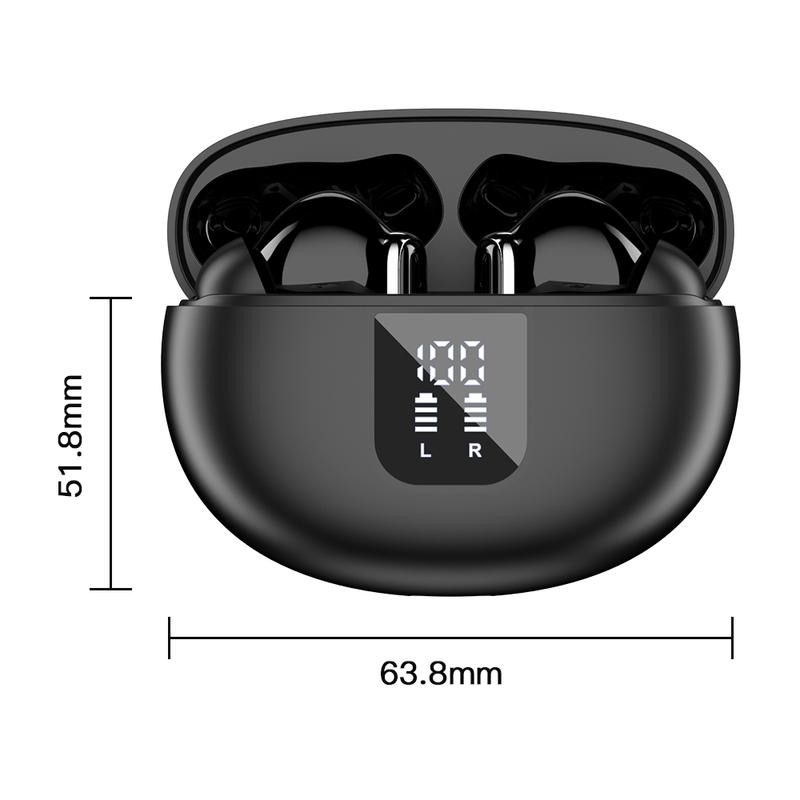 Wireless earphones 5.3 ，high fidelity stereo with 4 ENC canceling microphones, LED display screen, Audio Headphones Earbud Electronic Headset