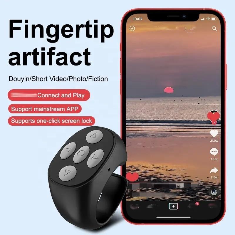 Wireless Remote Control Ring, USB Rechargeable Selfie Video Controller, Phone Remote Control, Selfie & Page Turning Essential Phone Accessories