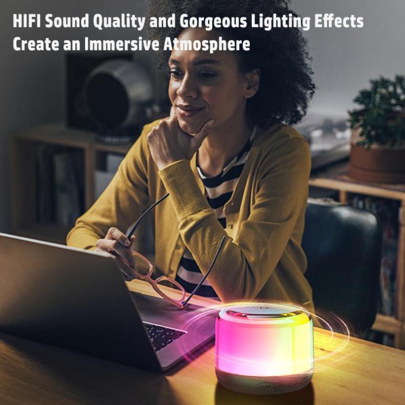 HP Rechargeable Wireless Speaker with 52mm Mini Speaker Unit, 360° Sound Surround Speaker with Cool Lights for Camping, Home Decoration, Christmas Gift