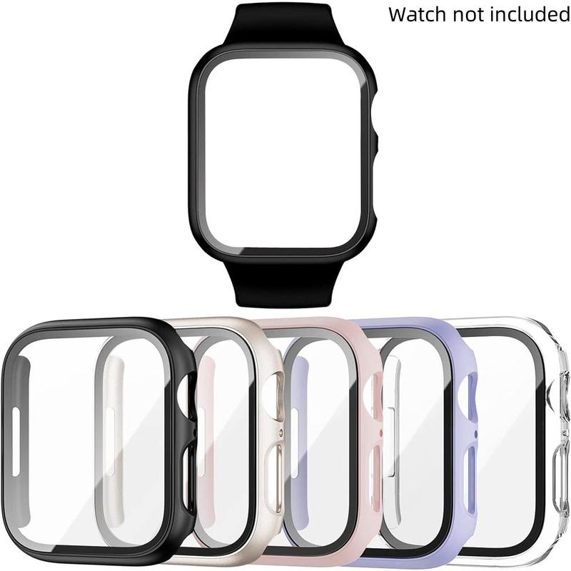 2 in 1 PC + Tempered Glass Integrated Screen Protector Case (5 Counts set), Anti-drop Protective Cover Compatible with Apple Watch Ultra SE 9 8 7 6 5 4 3 2 1