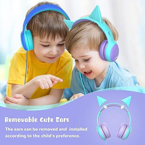 gorsun Kids Headphones with Limited Volume, Children's Headphone Over Ear, Toddler Headphones for Boys and Girls, Wired Headset Earphones for Children Audio Adjustable Christmas gifts for children 2024 Wireless Foldable