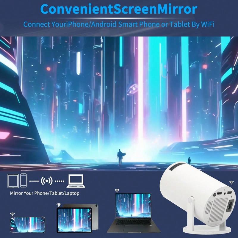 The Latest Projector With The Latest Version Of Android - Portable 1080P 720P And 200 ANSI Lumens For Indoor And Outdoor Theaters, 180° Adjustable Projection Angle, Wireless Connectivity