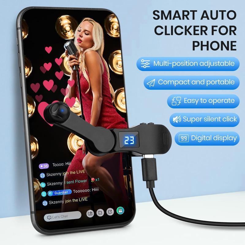 2024 New Auto Clicker for Smart Phone,Phone Screen Tapper forPhone Apps Video live Streaming Gadget FastClickSimulationFingerContinuous Click for Live Broadcasts Likes  ,Games,Shopping,Reward Tasks,Live Streaming Accessories