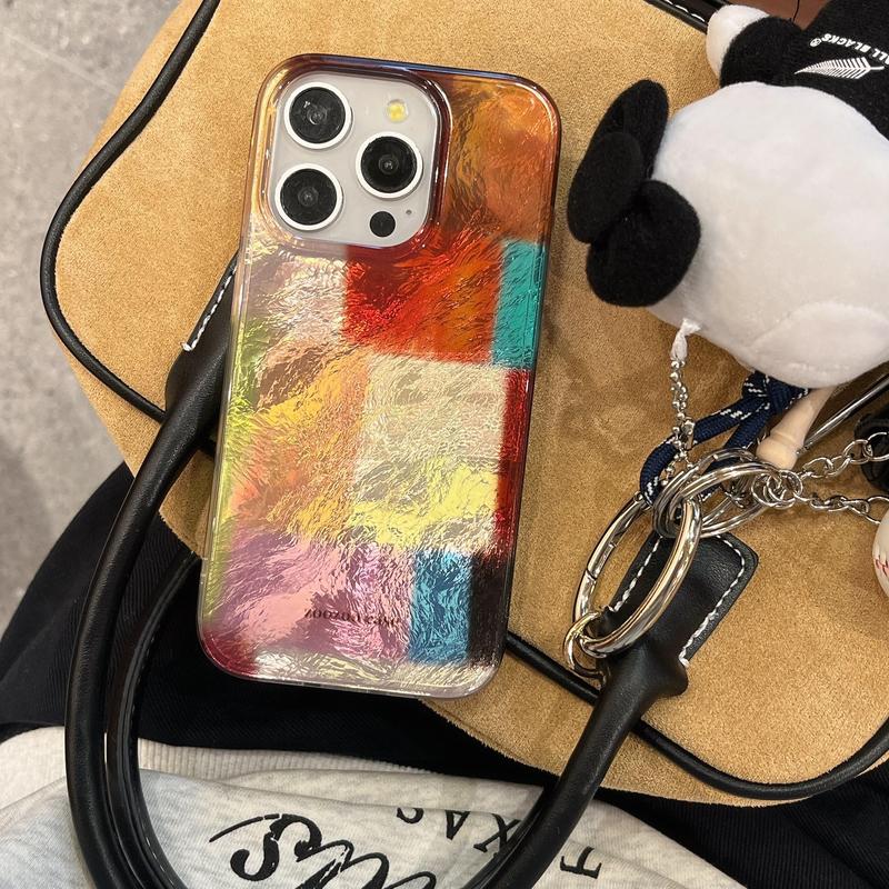 Art Color Block Patchwork Phone Case, Double Layer Phone Protective Cover, Phone Accessories Compatible with iPhone 16 Pro Max 15 Pro Max 14 Pro 13 12