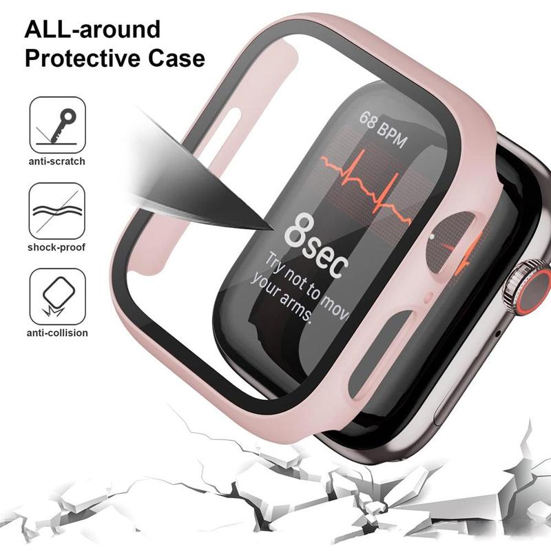 2 in 1 PC + Tempered Glass Integrated Screen Protector Case (5 Counts set), Anti-drop Protective Cover Compatible with Apple Watch Ultra SE 9 8 7 6 5 4 3 2 1