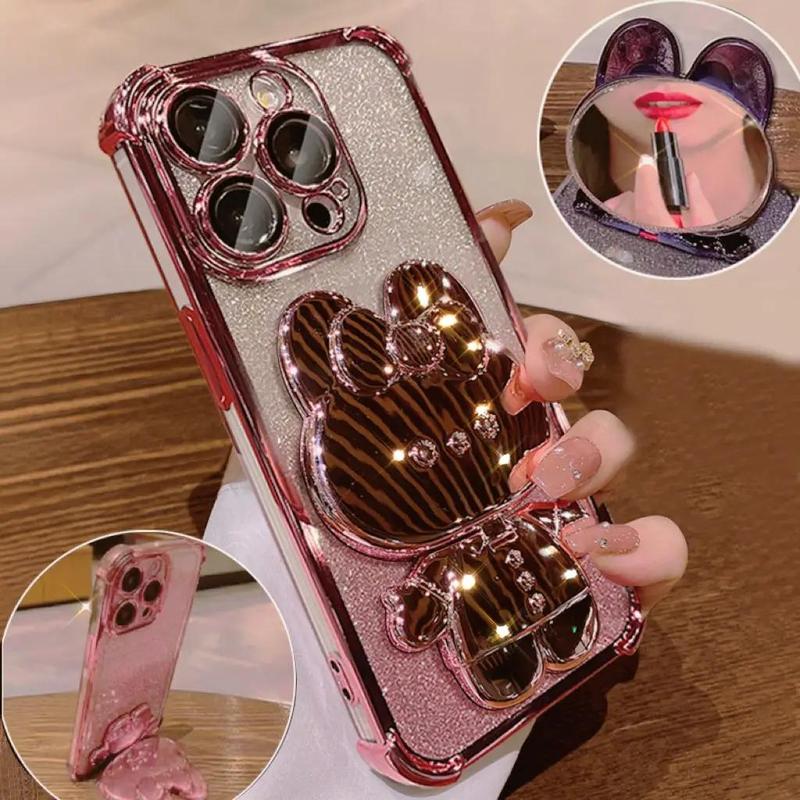 Phone Case with Hidden Makeup Mirror, Anti-fall Phone Protective Case, Shockproof Phone Cover Compatible with iPhone 15 Pro Max 14 13 12 11 Pro Max, Cute Cases for Phones, Birthday Gifts