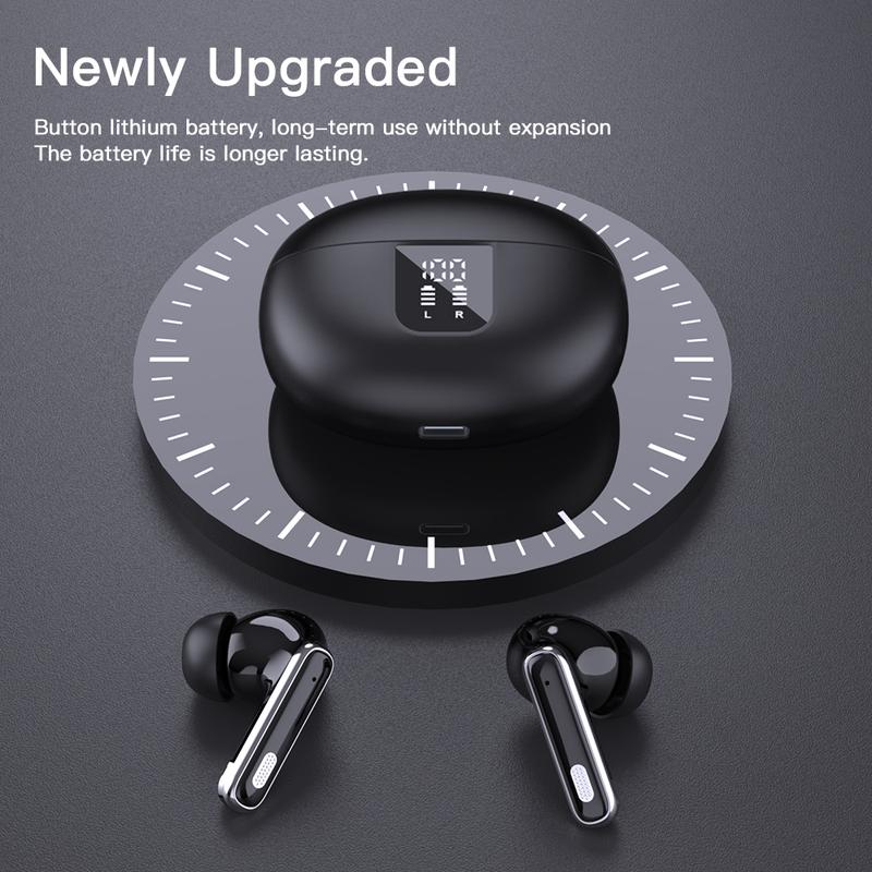 Wireless earphones 5.3 ，high fidelity stereo with 4 ENC canceling microphones, LED display screen, Audio Headphones Earbud Electronic Headset