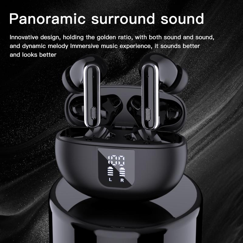 Wireless earphones 5.3 ，high fidelity stereo with 4 ENC canceling microphones, LED display screen, Audio Headphones Earbud Electronic Headset