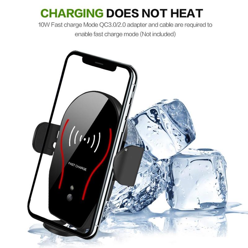 Wireless Charger Car Phone Holder, Car Air Vent Phone Holder with Automatic Clamping Function, Fast Charging Car Phone Mount for iPhone & Samsung