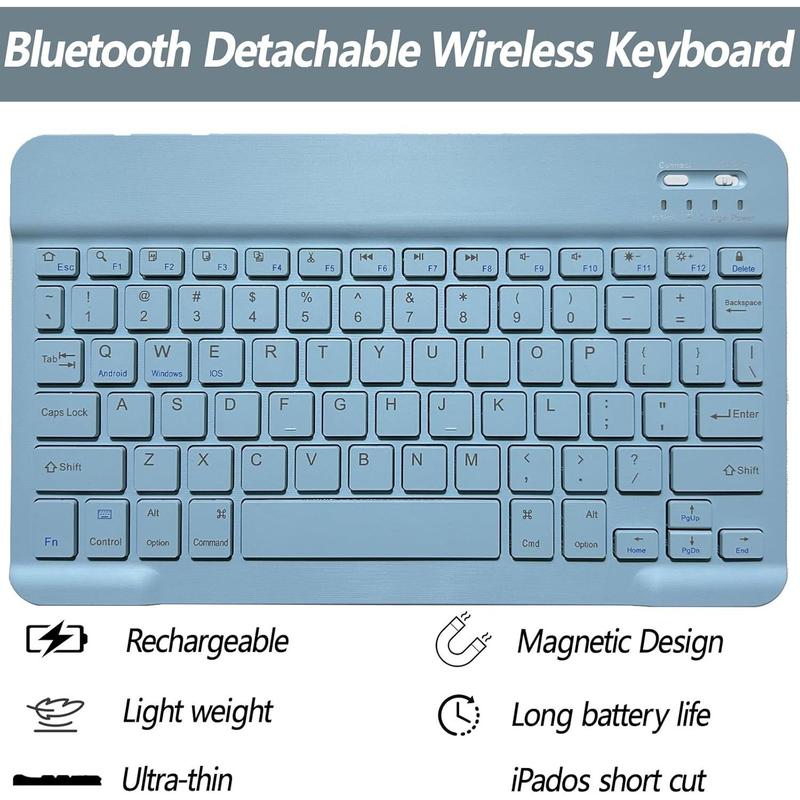 Keyboard Case for iPad 10th Generation 2022 10.9-inch - iPad 10th Generation Case with Keyboard - Detachable   Keyboard -  Folio Cover with Pencil Holder, Blue