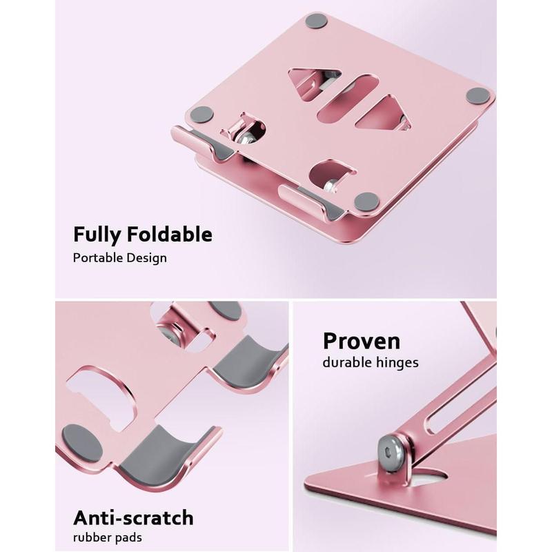 Tablet Stand Holder for desk, Adjustable Desktop Tablet Holder, Foldable Aluminum Tablet Mount for Pad pro 12.9, Pad Air Mini, Galaxy Tabs Z Fold  Fire(4-13 inch) (Rose Gold)