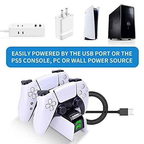 G-STORY PS5 Charging Station, Upgraded playstation 5 Controller Charging Station with LED Indicator Controller Skin & 1.5M Charging Cable, Safety Chip Protection, Adjustable Support Plate Dual, Fast Charging Accessories Console Wireless Device