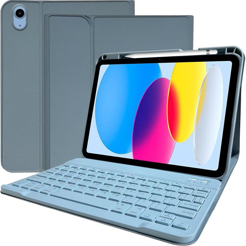 Keyboard Case for iPad 10th Generation 2022 10.9-inch - iPad 10th Generation Case with Keyboard - Detachable   Keyboard -  Folio Cover with Pencil Holder, Blue