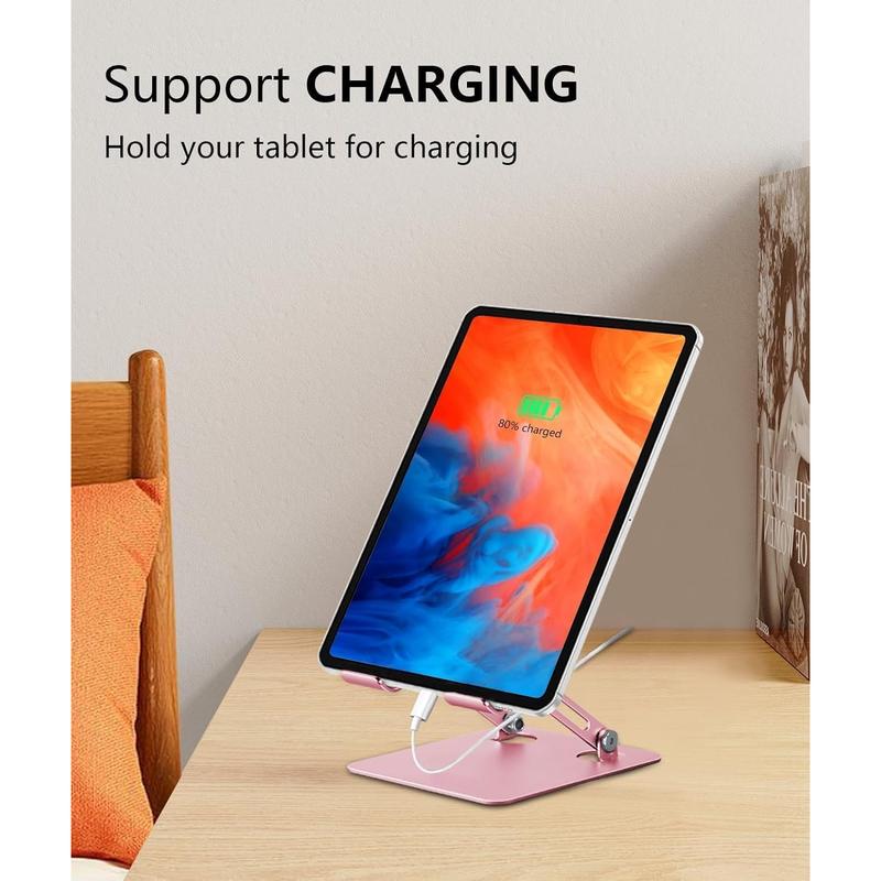 Tablet Stand Holder for desk, Adjustable Desktop Tablet Holder, Foldable Aluminum Tablet Mount for Pad pro 12.9, Pad Air Mini, Galaxy Tabs Z Fold  Fire(4-13 inch) (Rose Gold)