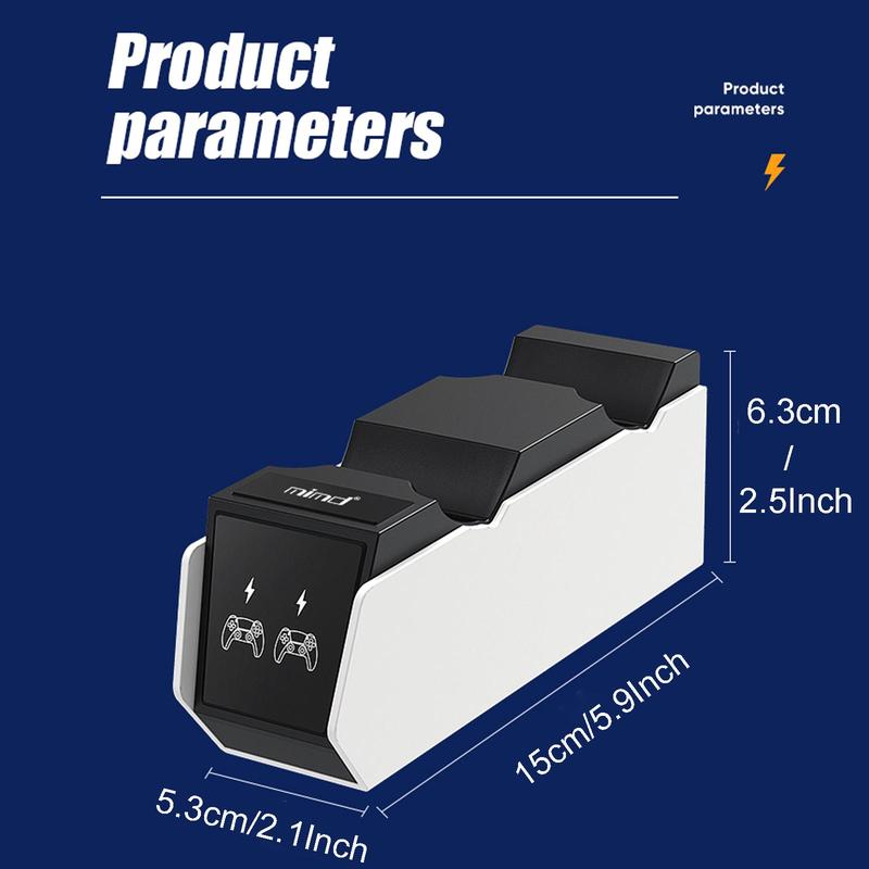 Controller Charger with Protective Chip LED Indicator, 2-Hour Fast & Safe Charging Charging Station for PS5 Controller