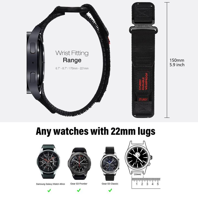 Nylon Band for Samsung Galaxy Watch, Smart Watch Strap Band, Durable Nylon Braided Loop Sport Band for Samsung