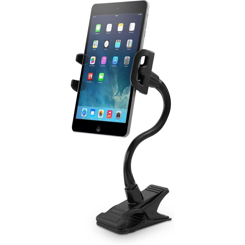 Clip On Tablet Holder | Gooseneck iPad Holder  (Universal Tablet Compatibility) Strong and Secure iPad Arm Mount, Adjustable Computer Phone Steel