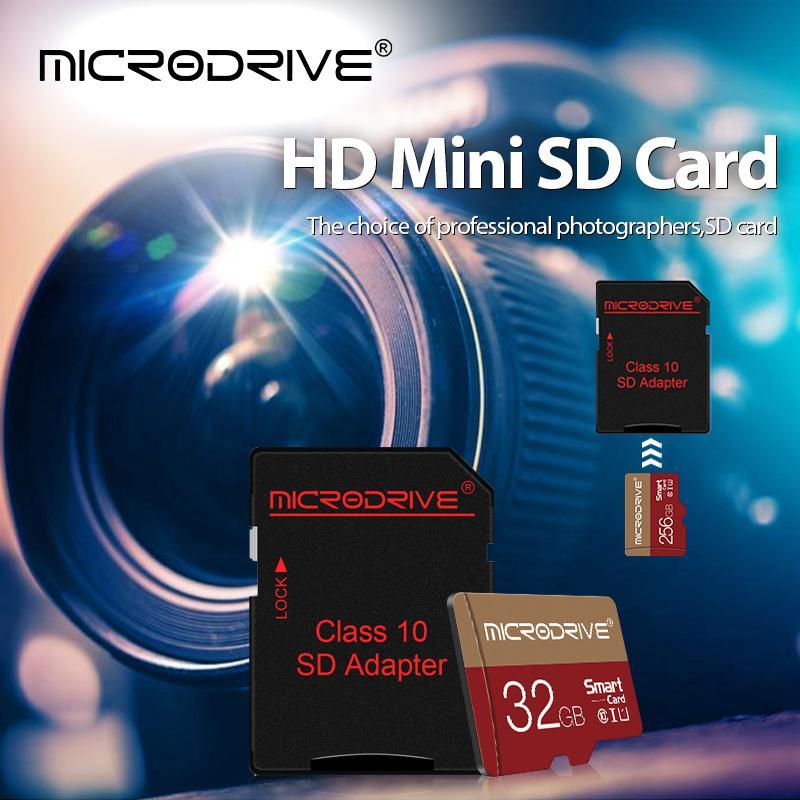 MICRODRIVE 32GB 64GB 128GB 256GB Micro SD Card, Class 10 U3 Memory Card with SD Adapter, Camera Accessories for Smartphone, Camera, Laptop, PC