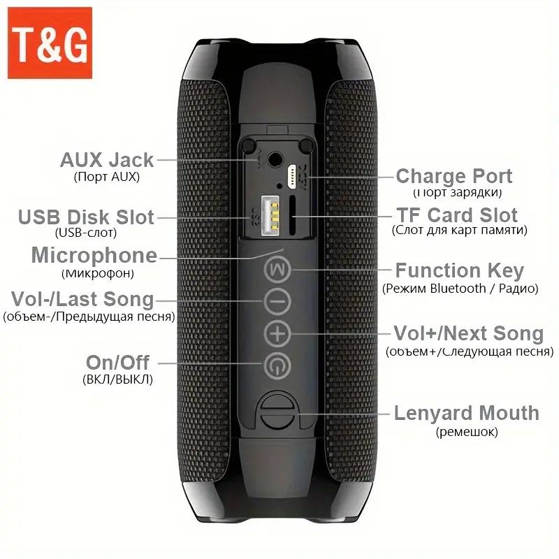 Portable Wireless TG117 HiFi Column Stereo Surround Loudspeaker with Hands-free, TF Card, AUX, and TWS Sound - Enjoy Music Play