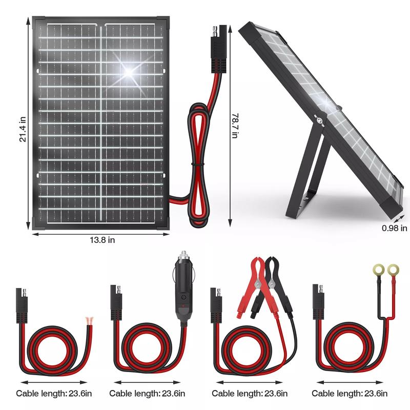 Bifacial 30W Solar Panel Kit 12V Charger Battery Controller Maintainer for RV US solar panel