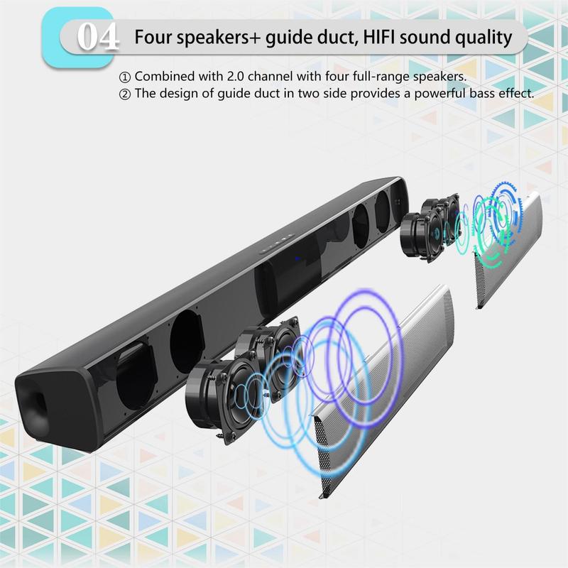 2000mAh Wireless Bluetooth-Compatible Speaker, USB Rechargeable Home Theater Soundbar With RGB Light, Hifi Sound Quality Subwoofer Wireless BT Speaker For TV PC