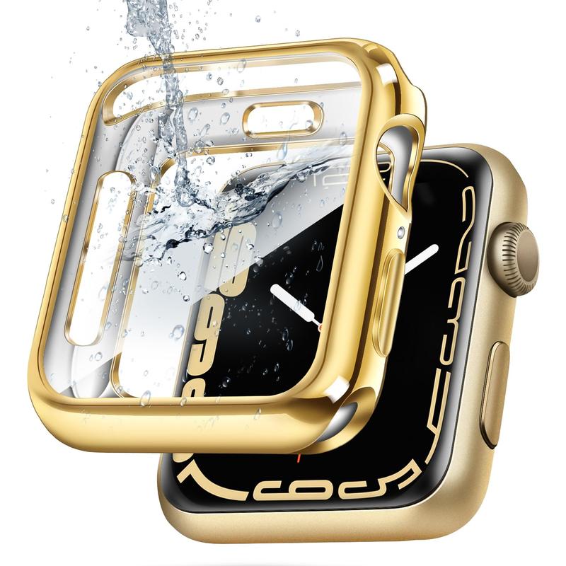 Gold Protective Cover for Apple Watch Series 9 8 7 SE2 6 5 4 3 2 1  Soft TPU Anti-Scratch Lightweight Case with All-Around Screen Protector Optional Cases Included Accessories Wearable